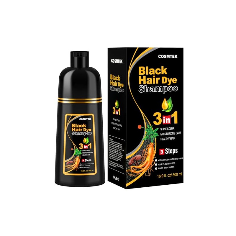 Shampoo para Canas 3 en 1, Champú Colorante para Teñir