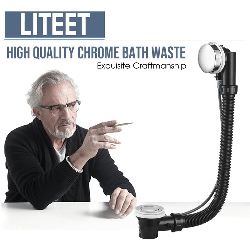 Upgraded Bath Waste and Overflow Kit Chrome Pop Up Bath