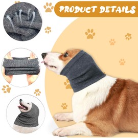IBXWMNG Dog Neck Warmer and Earmuffs - Calming, Reduces Noise, Comfortable & Anxiety Resistant, Includes Ear Shield, Winter Washer Head for Dogs in Size S, Grey