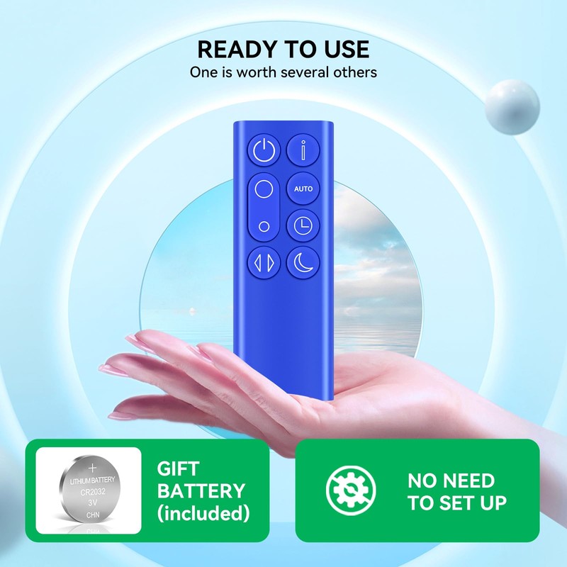 Snrigw Replacement Remote Control for Dyson TP05, TP4A, TP4B (Silver)