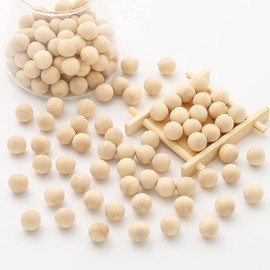 DAHI 200 x Wooden Balls, Wooden Beads, Craft Beads for DIY Jewellery Accessories (14 mm)