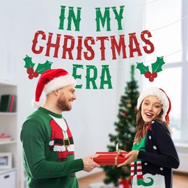 In My Christmas Era Banner, Merry Christmas, Feliz Navidad, Xmas, Christmas Holiday Party Decorations