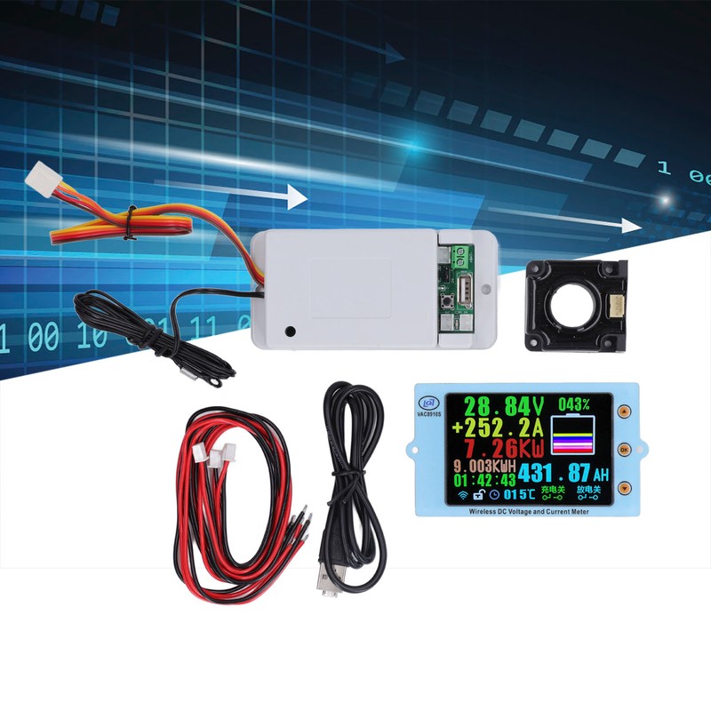 Wireless Voltmeter Coulometer Battery Monitor Temp Power Capacity Meter with