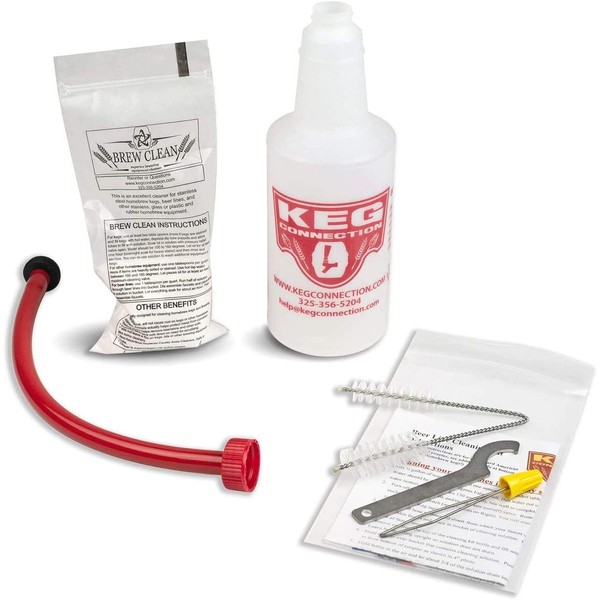 Kegconnection Kegerator Beer Line Cleaning Kit - Easy and Safe to Use Keg Cleaner - with Brew Clean Solution and More