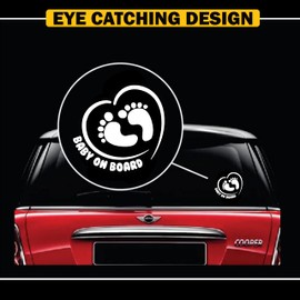 TOTOMO Baby on Board Sticker for Cars Funny Cute Safety Caution Decal Sign for Car Window and Bumper No Need for Magnet or Suction Cup - Footprint in Heart