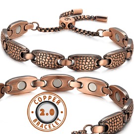 RainSo Women Pure Copper Magnetic Bracelet with Leopard Design Adjustable Design with Display Box (Leopard Pattern)