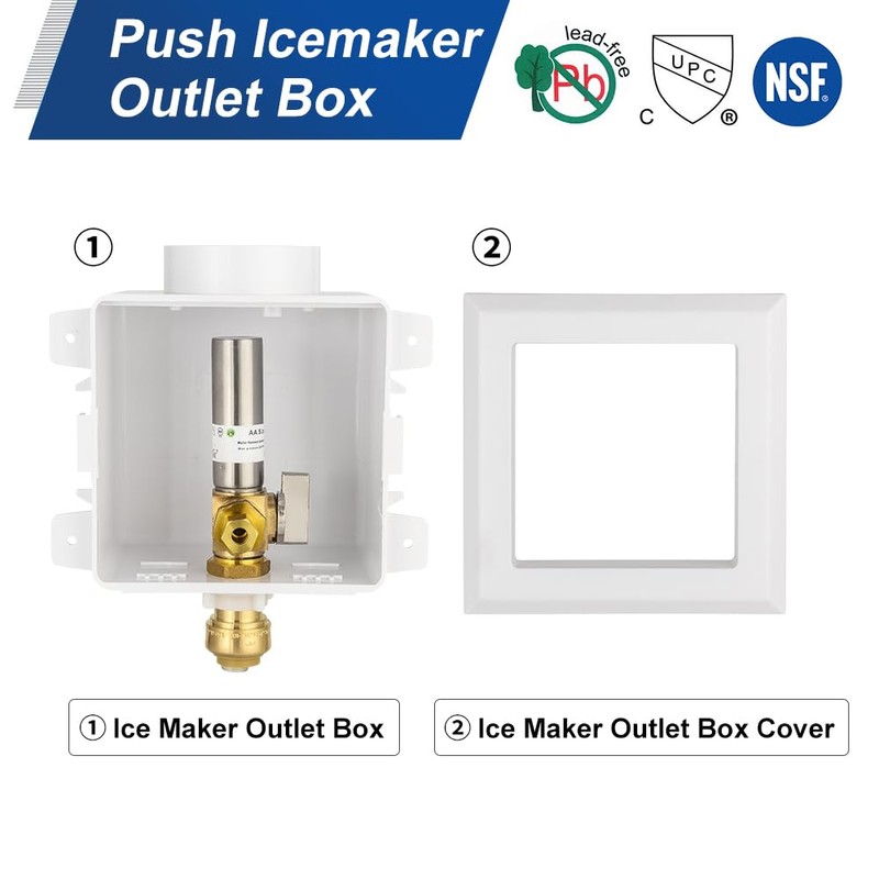 EFIELD Universal Ice Maker Box,1/2-Inch Push fit Inlet Connection with