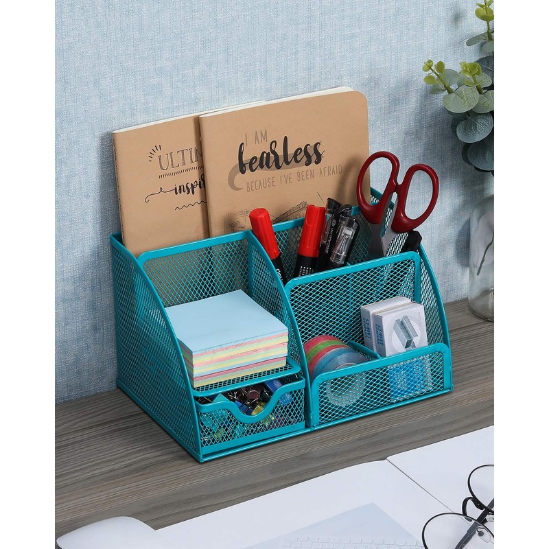 Generic Mesh Desk Tidy Organiser Office Stationery Container 5 Storage