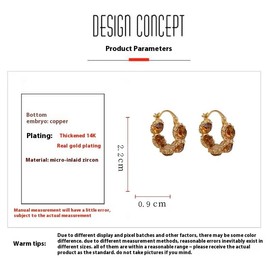 Retro Huggie Earrings Women Jewelry with Zircon Circular Earrings Ear Buckle Luxury Earrings