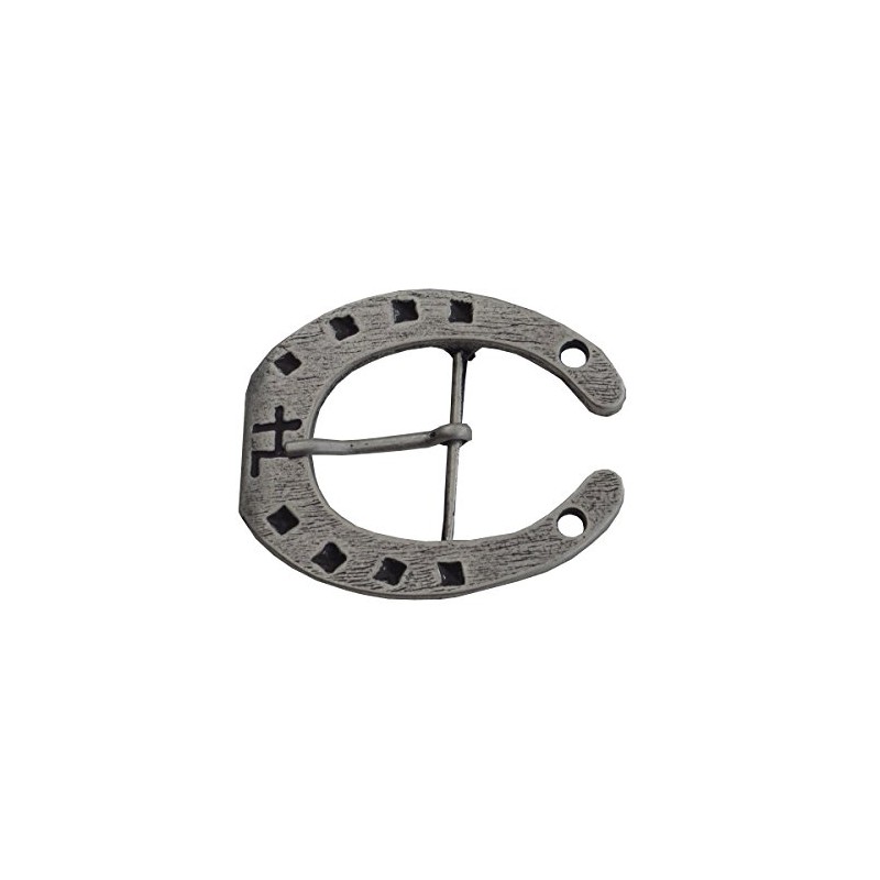 Chrissys-in Bu10012 Horseshoe Belt Buckle, grey black