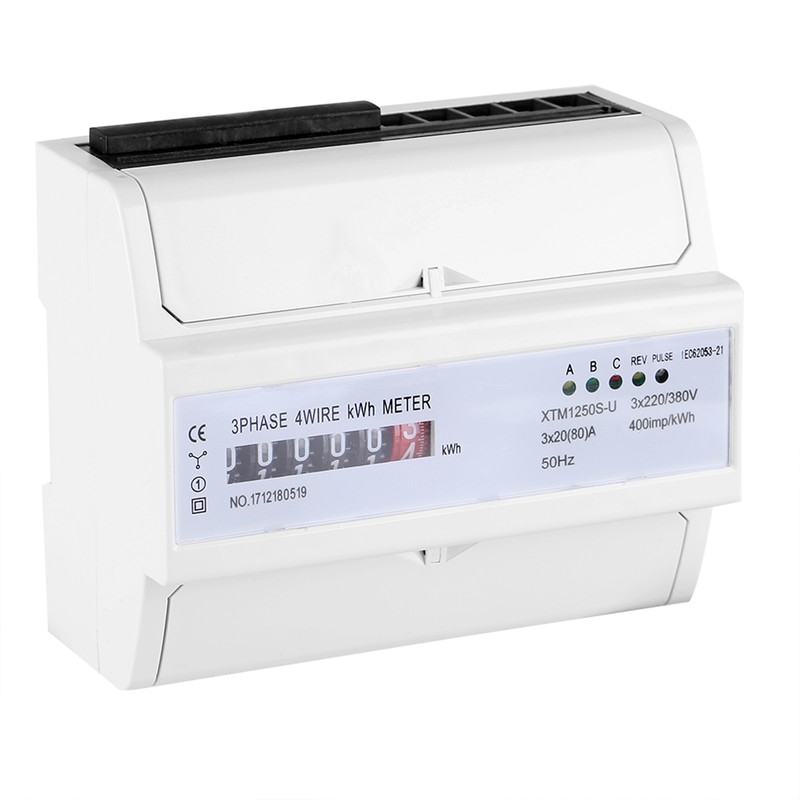 Digital 3phase 4 Wire DINRail Electric Meter 20(80)A Electronic KWh