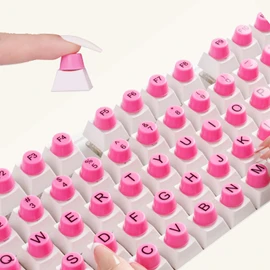 Majeree 128 Pcs Keyboard Stickers for Long Nails with Full Key: Upgraded Adhesive Keyboard Bubbles for Typing Long Nail, Accessories and Gifts for Office Girls, Gaming Girls(Pink)