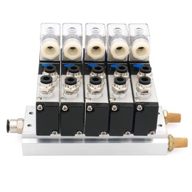 Baomain 5 Integrated Solenoid Valve 4V210-08 DC 24V PT1/4 2 Position 5 way Base Muffler Quick Fittings Set