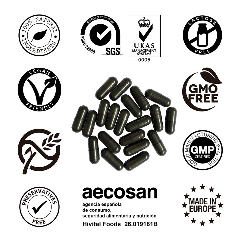 Activated Carbon 2400 mg 240 Vegan Capsules Natural Activated Carbon