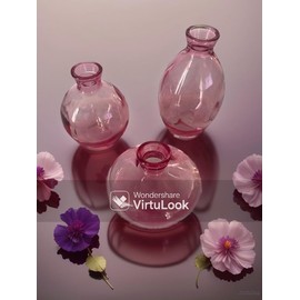 Glass Bud Vase, 3 Pcs/Set Small Vases for Flowers, Bud Vases for Centerpieces, Short Minimalist Aesthetic Home Decor Vintage, Mini Flower Vases in Bulk for Rustic Decorations (Pink)