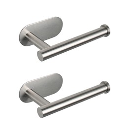 NearMoon Toilet Paper Holder Self Adhesive, Premium Thicken SUS304 Stainless Steel Rustproof Adhesive Toilet Roll Holder no Drilling for Bathroom, Kitchen, Washroom (2 Pack, Brushed Nickel)