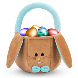 Easter Basket for Kids Empty - Bunny Easter Buckets with Rabbit Ears, Fluffy Easter Basket Tote Bags for Egg Hunts, Easter Gifts for Girls Boys
