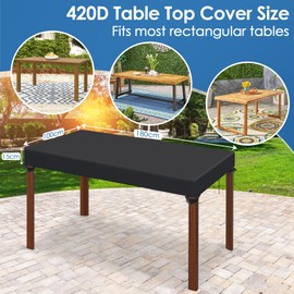 GARPROVM Outdoor Table Top Cover, Winterproof, 180 x 100 x 15 cm, Protective Cover for Garden Table, Table Top Cover, Rectangular Cover for Table, 420D Oxford Fabric, Waterproof Tarpaulin