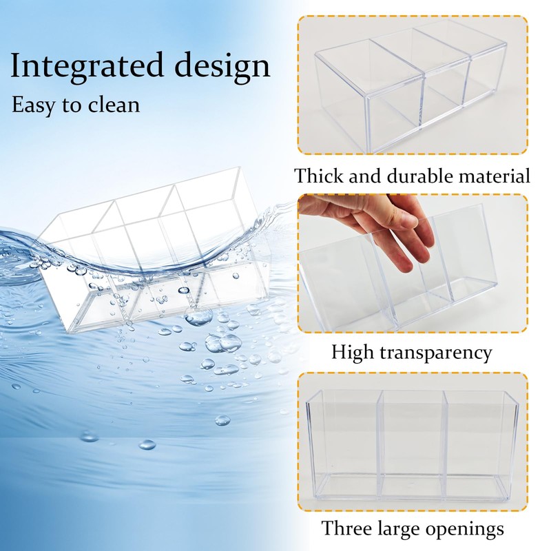 Daxilonyz Acrylic Cutlery Organizer, 3-Sectio Clear Plastic Utensil Storage Caddy