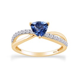 AFFY 1 1/4 Carat Simulated Tanzanite & White Sapphire Infinity Womens Ring In 14k Yellow Gold Over Sterling Silver (1.25 Cttw) Ring Size- 5