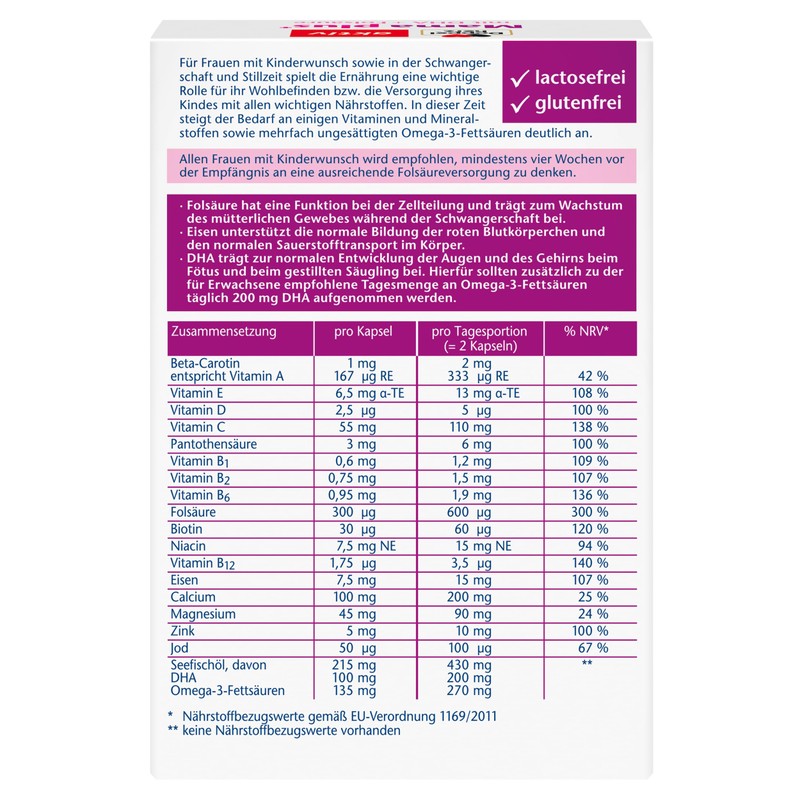 Doppelherz Mama plus Capsules, Folic Acid Supplement to Support Cell