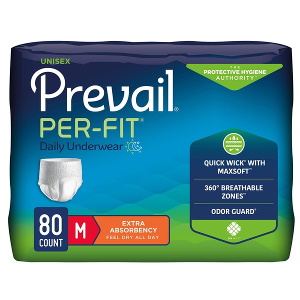 Prevail Per-Fit Extra Absorbency Incontinence Underwear, Medium, 20-Count (Pack of 4) (PF-512)