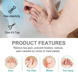 Povihome 10 Pack Big Toe Sleeves, Gel Toe Protectors, Gel Toe Caps Pads for Big Toe Protect, Stubbed Toe,Crossing Toes,Corns and Calluses
