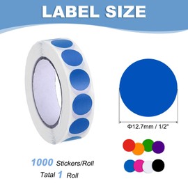 PATIKIL Colored Dot Stickers, 1/2" Round, 1000 Pcs Dark Blue