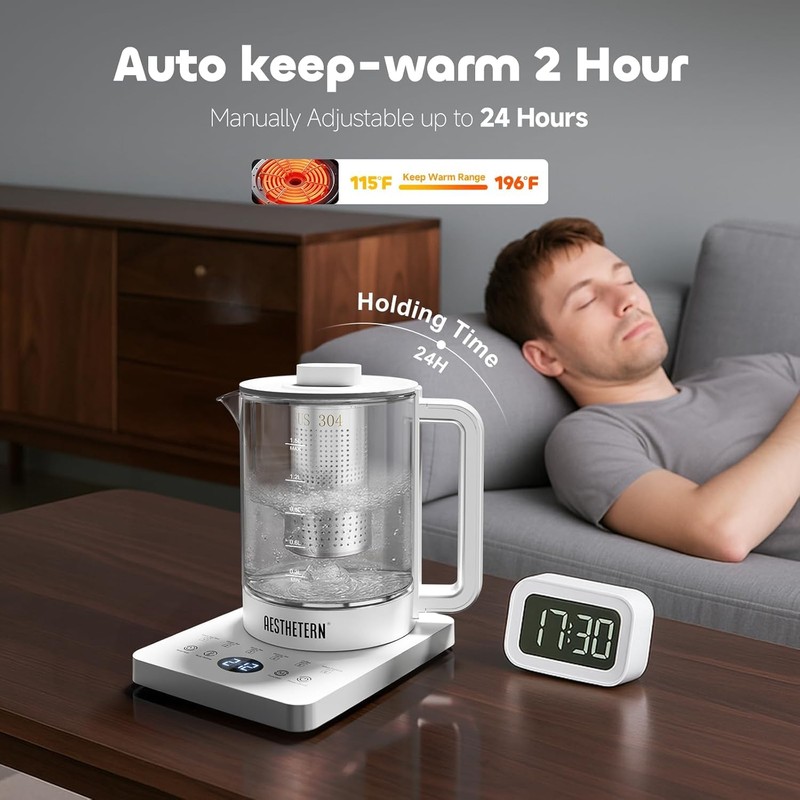 Electric Tea Kettle with Infuser, 1.5L Glass Water Boiler with