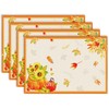 RZQIJ Fall Placemats Set of 4, 12x18 Harvest Pumpkins Maple