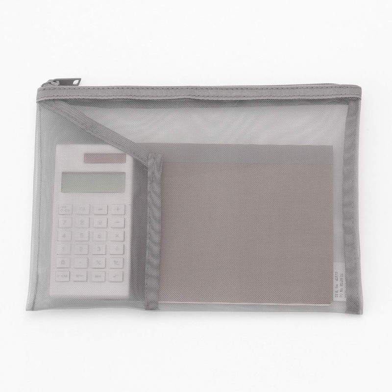 Muji NDC18A0S Nylon Mesh Case with Pocket, Gray for B6