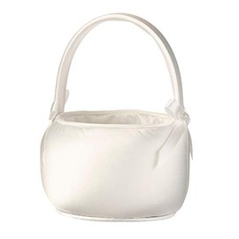 Lillian Rose White Satin Flower Girl Basket, 4.75"