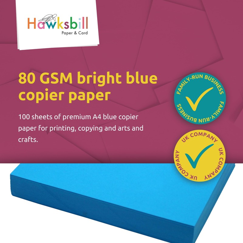Hawksbill Bright Blue Paper 80 GSM A4 – 100 Sheet