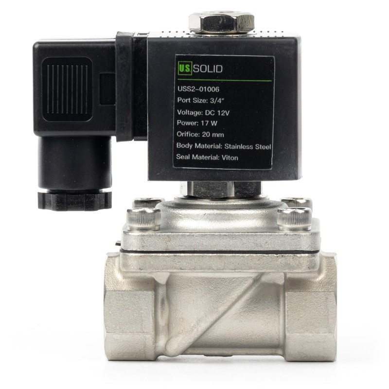 U.S. Solid 3/4" Stainless Steel Solenoid Valve - 12V DC