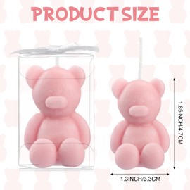Hoolerry 30 Pcs Baby Shower Favors Bear Candles Favors with 30 Boxes Bear Shaped Candles Handmade Mini Bear Candles Bulk for Baby Shower Boys Girls Wedding Gender Reveal Party Guest (Light Pink)