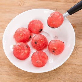 2 in 1 Stainless Steel Melon Baller, Melon Scoop, Double Sided Fruit Melon Baller, Suitable for Watermelon, Cantaloupe, Ice Cream, Comfortable Non-Slip Handle, Fruit and Vegetable Tools