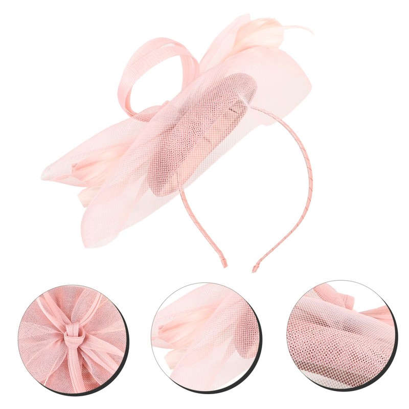 Healeved Gauze Fascinator Hat with Flower Detail for Women Elegant