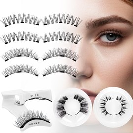 WENDY LASHES 4 Pairs Magnetic Eyelashes No Glue Needed Reusable Magnetic Lashes with Applicator Natural Look Soft Eyelashes Easy to Wear and Remove（Y1+Y3）