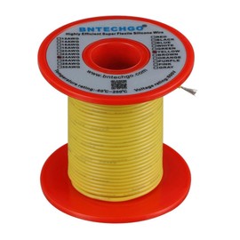 BNTECHGO 24 Gauge Silicone Wire Spool 100 ft Yellow Flexible 24 AWG Stranded Tinned Copper Wire