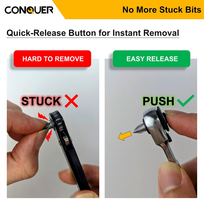 CONQUER Mini Combo Dual Ratchet Wrench with 1/4" Square Drive