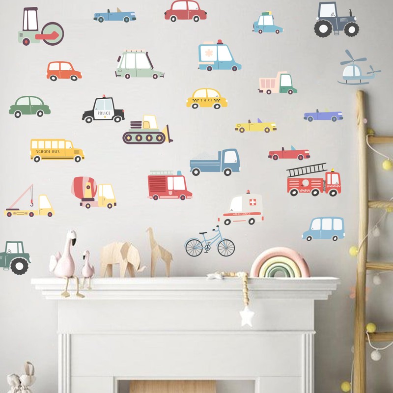 Upfirst 9PCS Watercolor Transportation Wall Decal
