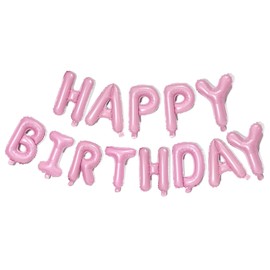 KALOR Pink Happy Birthday Balloons Banner, 16 Inch Mylar Foil Letters Balloon Sign for Birthday Party Decorations Photo Booth Backdrop