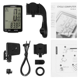 Wireless Bike Computer, Multi Functional LCD Screen Bicycle Computer Mountain Bike Speedometer Odometer IPX6 Waterproof Cycling Measurable Temperature Stopwatch Cycling Accessories