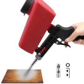 90psi Gravity Feed Sand Blaster Gun Kit - Hand Held Sand Blasting Spray Gun with 2 Nozzle Tips and Air Regulator Remove Paint, Rust, Stains, and Grime on Surfaces