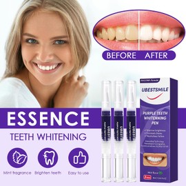 Pack of 3 Teeth Whitening Pen, Purple Teeth Whitening Essence Pen, Teeth Whitening Stains Removal, Quick Whitening Teeth Applications, Gentle Teeth Whitening at Home