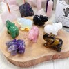 ZHIYUXI 3Pcs Amethyst Tiger Eye Obisdian Elephant Crystal Statues Healing