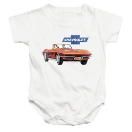 Popfunk Chevy Corvette Vintage AD Unisex Infant Snap Suit for Baby, White, Small