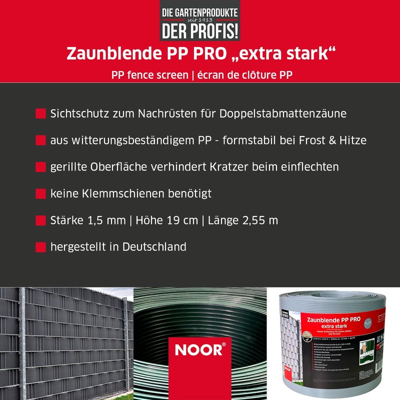 NOOR Privacy Screen Strips PP Pro Extra Strong 0.19 x