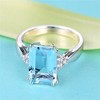 Creative 925 Sterling Silver Womens Rectangle Sapphire Ring Shiny 18K