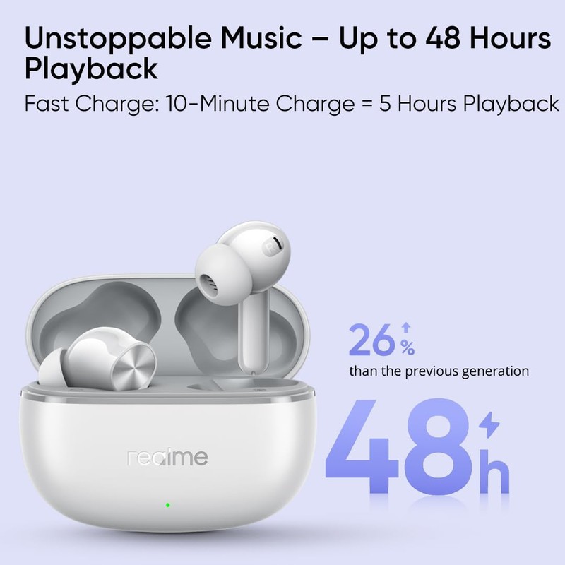 realme Buds T200 Lite Bluetooth in Ear Earbuds, 4 Mic,